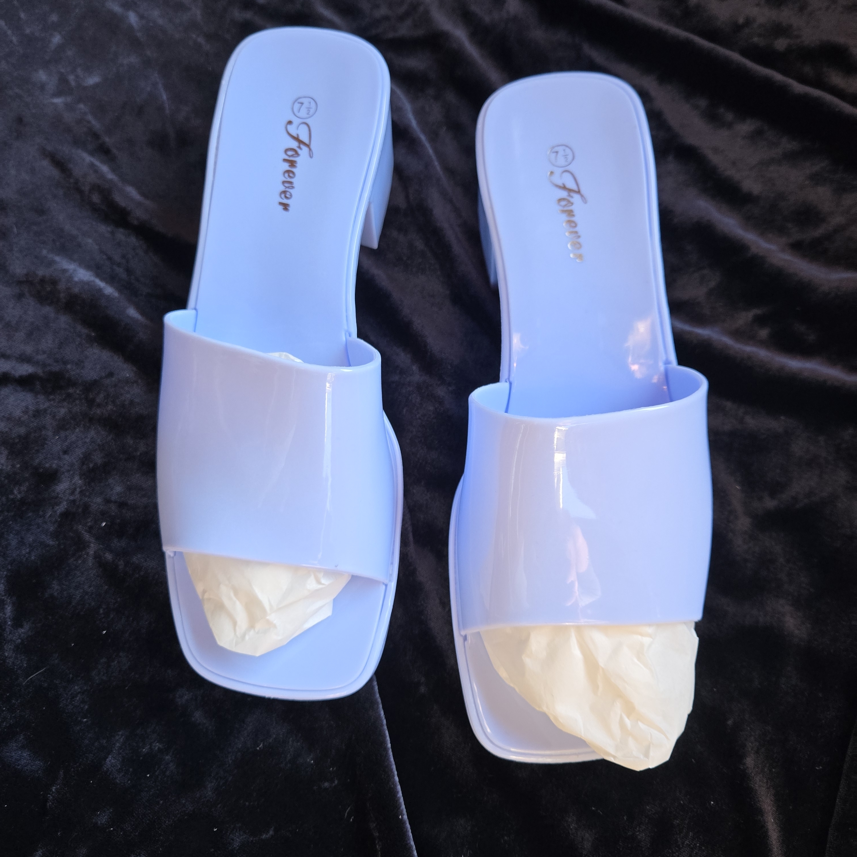 Forever 21 Blue Platform Slide Sandals Square Toe Size 7.5